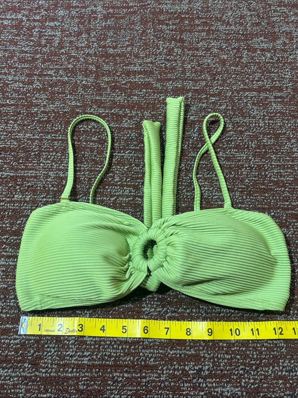 House of Harlow bikini top green ribbed keyhole ring convertible strap large - Picture 9 of 10